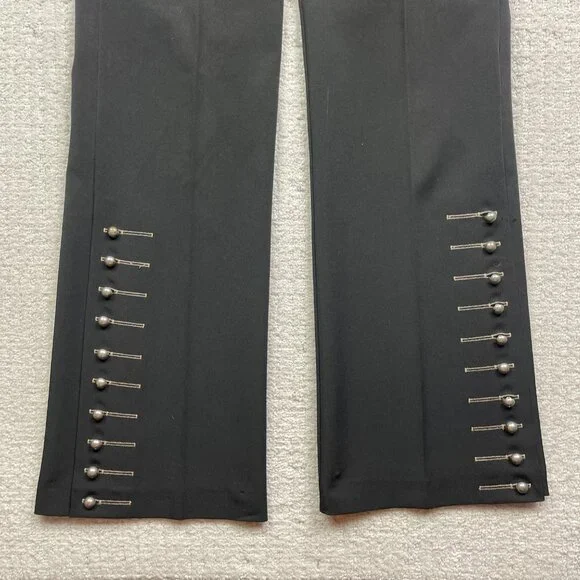 Joseph Ribkoff Wide Leg Trousers Black Pants Metal Stud Detailing Wom Size 6 - Picture 3 of 15